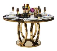 Table de salle à manger design de luxe de haute qualité Table ronde en marbre métal or Nouveau