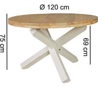Table de salle à manger design ronde Ø 120 cm x 75 cm Acacia