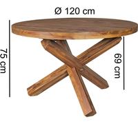 Table de salle à manger design ronde Ø 120 cm x 75 cm Sheesham