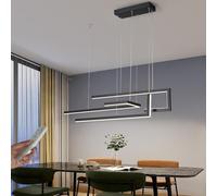 Table de salle à manger dimmable Lampes suspendues Design moderne irrégulier Lampes linéaires avec télécommande Lustre réglable en hauteur pour bureau Villa Chambre à coucher Salon (Noir, L100cm 60W)