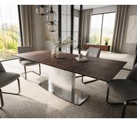 Table de salle à manger Edge 180-220x90 verre antique-brun Wave inox extensible