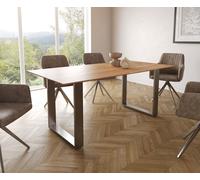 Table de salle à manger Edge 180x90 Acacia Naturel Acier inoxydable Chant Suisse étroit