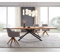 Table de salle à manger Edge 300x100 Chêne Naturel Cadre croisé Rectangle Noir