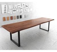 Table de salle à manger Edge 300x100 XL acacia marron métal noir Live-Edge