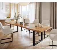 Table de salle à manger Edge 300x100 XL acacia naturel métal noir Live-Edge