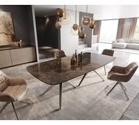 Table de salle à manger Edge Boot Céramique Emperador Extra Lucidato Brun foncé 240x120 Estelar rond Acier inoxydable