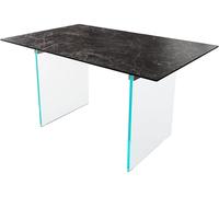 Table de salle à manger Edge 140x90 Céramique Laminam®Nero Greco Anthracite Piètement verre