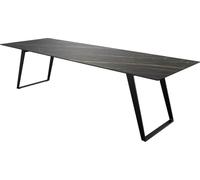 Table-de-Salle-à-Manger Edge céramique Laminam® Noir Desir Brun 300x100 métal Oblique Noir