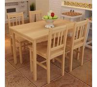 vidaXL Table de salle à manger en bois avec 4 chaises Naturel 241220