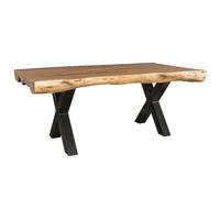 Table de salle à manger - 200 x 100 x 77 cm - En bois d'acacia - Style maison de campagne - Design rectangulaire - Table pour salle à manger - Tronc d'arbre - Table de cuisine 8 personnes