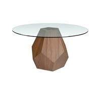 Table De Salle À Manger En Bois De Noyer Et Verre Incolore
