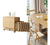 Table de salle à manger en bois massif avec sièges rembourrés - Parfaite pour les salles à manger, balcons et espaces compacts Finition bois de fruits