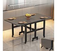Table de salle à manger en bois massif pour petits espaces - Extensible - Pliable - Pour cuisine, salon ou restaurant - Économie d'espace - Station de travail - Finition grise - 120 x 60 x 75 cm