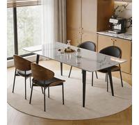 Table de salle à manger en marbre blanc | Table de cuisine en pierre frittée peu encombrante pour les petits espaces | Meubles de salle à manger élégants pour les maisons contemporaines