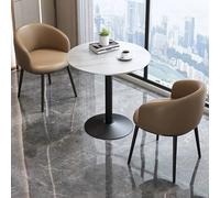 Table de salle à manger et de conférence ronde moderne pour 2 personnes, plateau de roche, sièges de chaise en polyuréthane, bar de petit-déjeuner, bureau à domicile, restaurant, réception d'hôtel