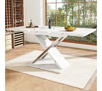 Table de salle à manger extensible (118-157 x 75 cm) - Table polyvalente de cuisine et de salon avec design pliable, pieds croisés, parfaite pour les petits espaces, taille réglable pour les réunions
