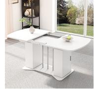 Table de salle à manger extensible 120/160 x 80 cm, style moderne, pieds en métal argenté, table de salle à manger