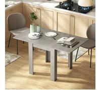 Table de salle a manger extensible 140 x 80 x 77 5 cm table de cuisine 4 a 6 personnes sur coulisses acier patins feutre gris