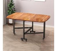 Table de salle à manger extensible en bois avec 6 roulettes universelles, design compact et peu encombrant, mobile et multifonctionnel pour les petits espaces, parfaite pour les maisons modernes