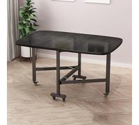 Table de salle à manger extensible en bois avec 6 roulettes universelles, design peu encombrant pour les petits espaces, mobile et multifonctionnel, parfaite pour les salles à manger et les cuisines.