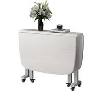 Table de salle à manger extensible en bois avec roulettes, table basse pliable pour petits espaces, table de salle à manger mobile pour restaurant et salon (blanc, 120 x 70 cm)