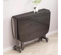 Table de salle à manger extensible en bois massif avec motif feuilles tombantes et roulettes mobiles Idéal pour les petits espaces Noir 100 x 60 cm