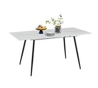 Table de salle à manger extensible en chêne massif pour 6-8 personnes avec pieds en métal robuste - Meuble élégant et fonctionnel pour décoration de salle à manger