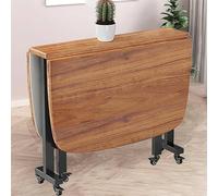 Table de salle à manger extensible moderne avec motif feuilles tombantes et roulettes mobiles Marron 100 x 60 cm