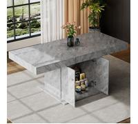 Table de Salle à Manger Extensible, Table de Cuisine avec Espace de Rangement,140/180x80x76cm,Gris