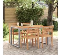 Table de salle à manger extérieure vidaXL Grise 140x80x75 cm Acier et Bois Massif d'Acacia