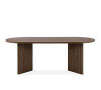 Table de salle à manger faber, ovale 204 cm pour 10 personnes, style moderne, noyer foncé