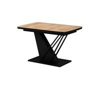 Table de salle à manger Fenaro, 120-160 x 80 cm extensible, Chêne de force doré/Noir, Vicco 58016