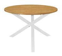 Table de salle à manger - FYDUN - Ronde - Blanc et marron - 120 x 75 cm - Bois d'hévéa massif