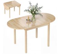 Table de salle à manger HOMCOM pliante ovale en bois massif 2 abattants peu encombrante 140L x 70l x 75H cm