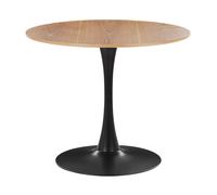 Beliani Table de Salle à Manger Industrielle Bois Clair Ronde MDF Base en Métal 90 cm Boca
