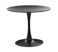 Table à manger ronde d 90 cm effet marbre noir BOCA