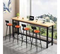 Table de salle à manger industrielle étroite, bois massif avec cadre en métal, finition noyer noir, table de petit déjeuner rectangulaire, bois original, 120 x 40 x 105 cm