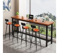 Table de salle à manger industrielle étroite, bois massif avec cadre en métal, finition noyer noir, table de petit déjeuner rectangulaire, marron rougeâtre, 157 x 40 x 104,9 cm