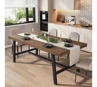 Table de salle à manger industrielle pour 6 à 8 personnes, table de cuisine en bois de 71,8 pouces de long avec cadre en métal robuste et finition marron rustique, sièges pour 6 plans de travail
