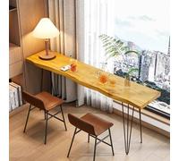 Table de salle à manger industrielle rectangulaire longue et étroite avec base en métal - Table de bar haute pour salle à manger ou terrasse