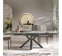 Table de salle à manger - JACKY - Gris - Métal - Rectangulaire - 6 places
