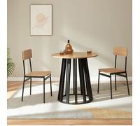 [en.casa] Table à Manger Ronde pour 2 Personnes Élégant Table de Bistrot Poste de Travail Confortable Stable pour Salle à Manger Salon Cuisine Bureau MDF Bois 76 x 80 cm Effet Chêne Noir