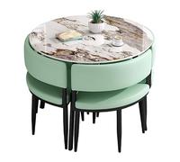 Table de salle à manger moderne 5 pièces pour 4 personnes design carré/rond parfait pour les petits espaces Idéal pour la cuisine et la salle à manger Table de réunion élégante et fonctionnelle avec 4