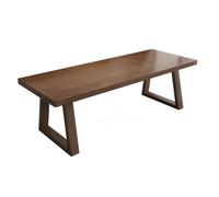 Table de salle à manger moderne du milieu du siècle en bois massif - Table rectangulaire de cuisine et de salle à manger avec 2 pieds en bois robuste finition noyer Table de conférence pour bureau à