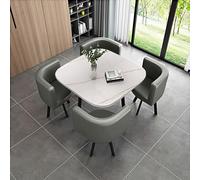 Table de salle à manger moderne en bois avec 4 chaises - Table de cuisine pour petit déjeuner et bureau à domicile - Table de conférence et de réception élégante - Design compact