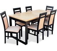 Table de salle à manger moderne en bois Ensemble de 6x chaises 7 pièces