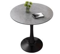 Table de salle à manger moderne en marbre tulipe avec socle en métal pour la maison, la salle à manger ou le café, gris (70 cm)