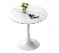 Table de salle à manger moderne en marbre tulipe - Table de cuisine ronde avec socle en métal, style milieu du siècle pour la maison, la salle à manger et le café, 60 cm finition blanche