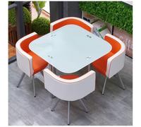 Table de salle à manger moderne en verre pour 4 personnes avec chaises - Plateau rond/carré en verre trempé, meuble élégant de cuisine et de salle à manger, parfait pour les coins de petit déjeuner et