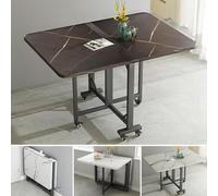 Table de salle à manger moderne et extensible, table de cuisine pliable avec pieds réglables, structure robuste en acier au carbone, solution d'économie d'espace.